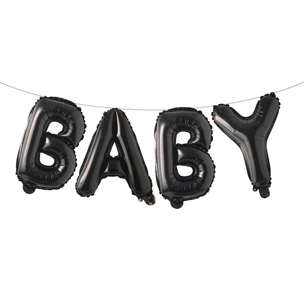 Photo 1 of 16 Inch Baby Letter Balloons Multicolor Foil Balloons BABY Balloons, 4 Pcs Foil Aluminum Balloon for kids Birthday, Baby Shower, Wedding, Gender Reveal Party Decorations (BABY Black)