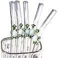 5pcs Glass Straws with Cute Turtle Bent Drinking Straws Stirring Sticks Reusable Glass Straws for Drinks Coffee Juice