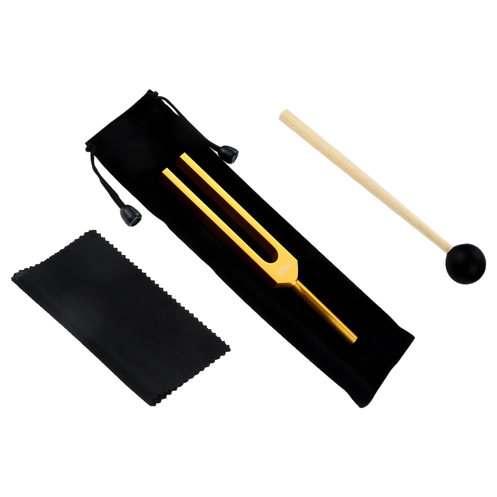 DRELD 528Hz Tuning Forks Healing, Sound Healing Tuner Musical Instrument with Cleaning Cloth and Silicone Hammer, Golden
