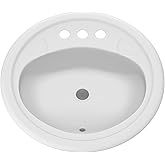 PROFLO PFS194R Getchell 19" Circular Enameled Steel Drop In Bathroom Sink with Overflow and 3 Faucet Holes at 4" Centers - Wh