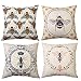 MeritChoice Bee Pillow Cover Bee Throw Pillow Case Home Decorative Double Print Square Cushion Cover Set of 4 Cotton Linen 18x18 Inch