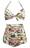 Staringir (TM) l Flora Polka Vintage High Waisted Bikini Swimsuits Swimwear