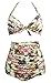 Staringir (TM) l Flora Polka Vintage High Waisted Bikini Swimsuits Swimwear