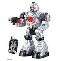 Memtes Remote Control Robot Toy, Shoots Soft Rubber Missiles, Flashing Lights and Sound, Walks, Talks, and Dances