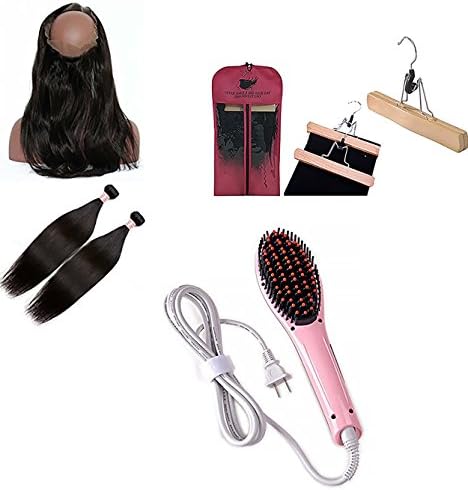 urhairsolutions 360 Lace Frontal with Bundles - Brazilian Human Straight Hair 2 12 Inch Extensions and 1 12 Inch 360