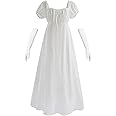 NSPSTT Victorian Dress for Women Regency Costumes Women Regency Dresses with White Wedding Gloves
