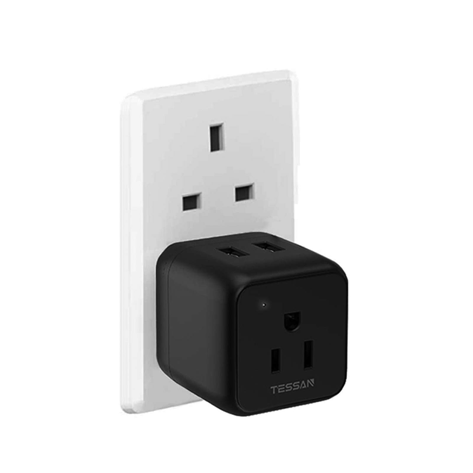 UK Ireland Scotland Power Adapter, TESSAN Type G Adapter Plug with 1 American Outlet 2 USB, Travel Charger for US to British England London Irish Dubai Hong Kong