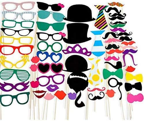58PCS Colorful Props On A Stick Mustache Photo Booth Party Fun Wedding Birthday Party Fun Games Selfie Christmas Aniversary