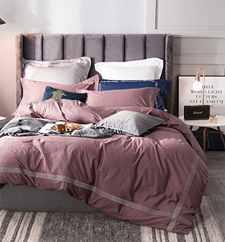 JHLD Duvet Cover Set 4 Piece set Bedding Sets, Light 100% Cotton embroidery Ultra Silky Zipper Closure-5-220 * 240CM