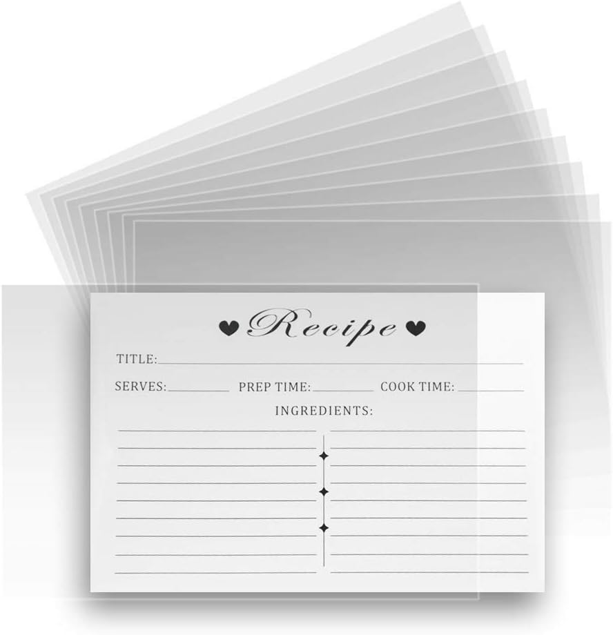 Amazon Recipe Card Protectors 100 PACK 4 X 6 Inch Pockets Clear 