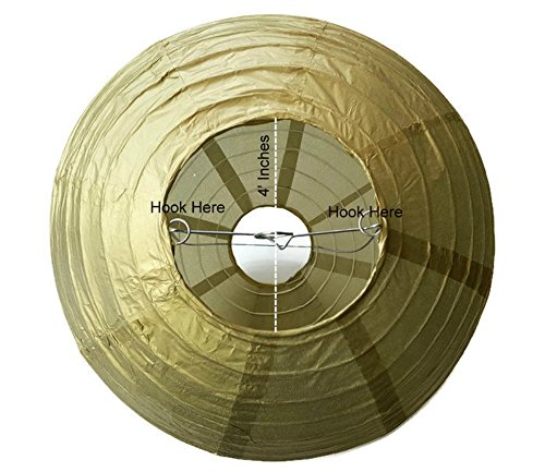 Chinese Paper Lanterns, Gold, 12' Inch Diameter - By Playscene (Pack of 6) (GOLD)