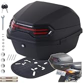 Japard Motorcycle Top Case 42L Daily Rear Tail Box Trunk, Lockable Storage Carrier, Waterproof Universal Mounting for Helmet Luggage