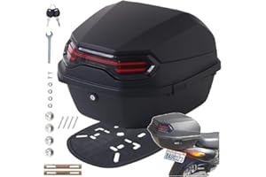 Japard Motorcycle Top Case 42L Daily Rear Tail Box Trunk, Lockable Storage Carrier, Waterproof Universal Mounting for Helmet Luggage