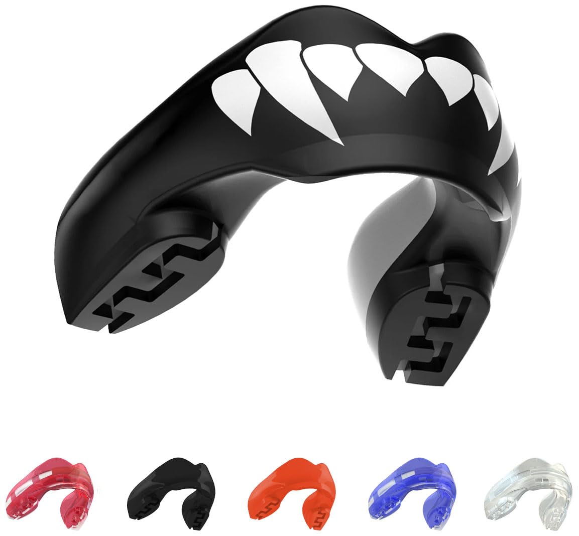 Photo 1 of SAFEJAWZ Mouthguard for Braces, Upper & Lower Protection Remoldable Mouth Guard with Case for Boxing, Basketball, Football, MMA, Lacrosse, Hockey and All Contact Sports One Size (Fangz)