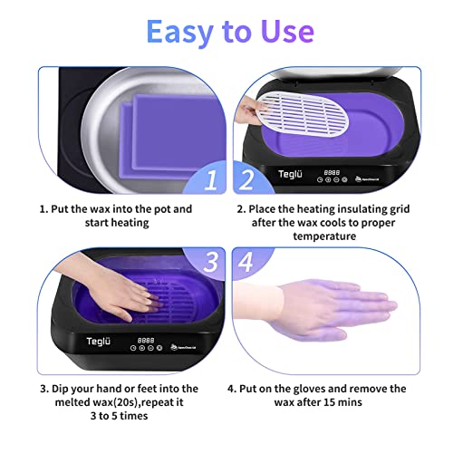 Teglu [Upgraded] Paraffin Heater for Hands and Feet 4L with Automatic Lid, Paraffin Machine Paraffin Bath with 3 x 450g Paraffin, 200W, FHC-2222, Black