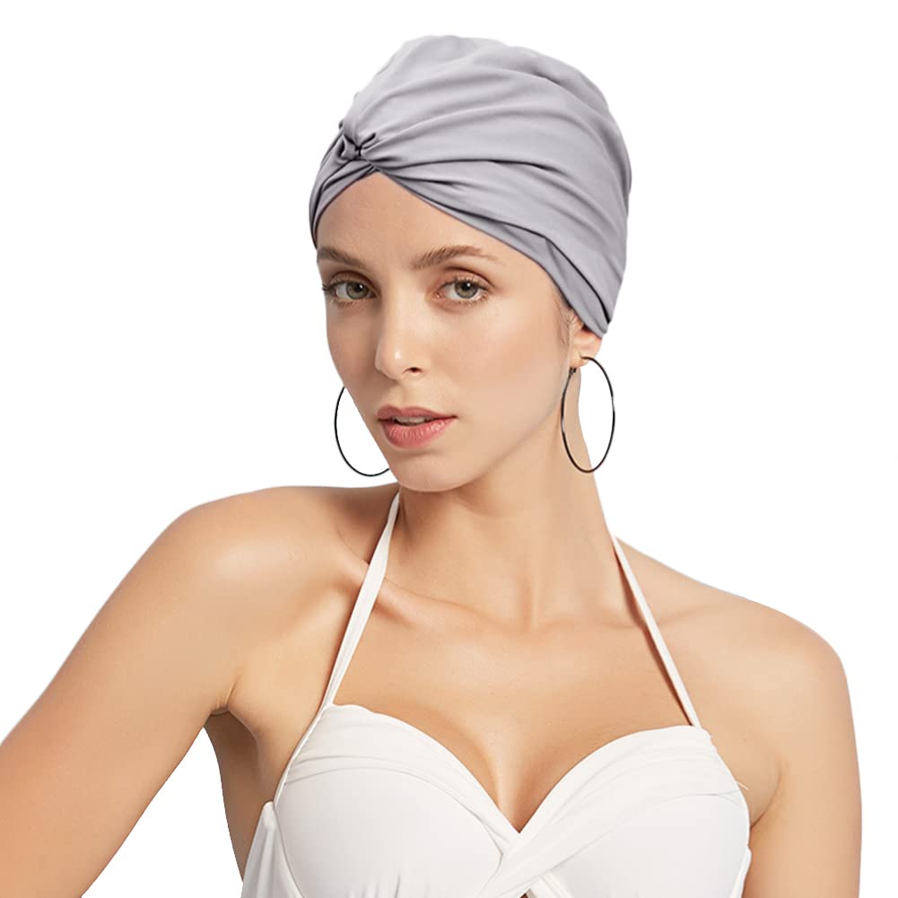 SIQITECHUK Pleated Swim Cap Ladies Swimming Hat Women Long Hair Swim Cap Bathing Cap Ears Protection Cap Swim Hat Super Elastic Turban Swimming Cap Surfing Cap Shower Cap for Long Hair Short Hair