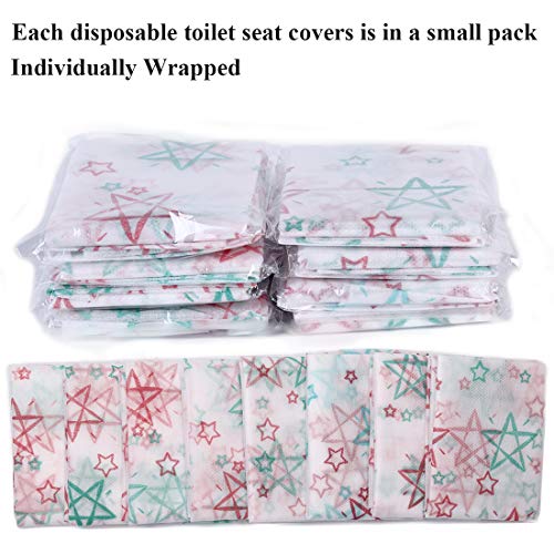 Disposable Toilet Seat Covers for Kids Potty Training, Adults - Potty Seat Cover for Toddlers, Children - Large Size, Waterproof, Individually Wrapped | Great for Home Travel (40 Pack Stars)