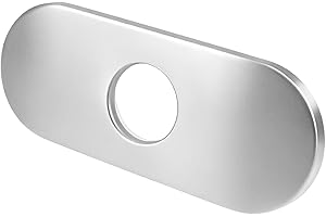 YUEARN Faucet Cover Plate, 6 Inch Single Hole Stainless Steel Brushed Nickel Faucet Deck Plates for Kitchen Sink, Universal Fit for 1 Hole or 3 Hole Bathroom & Kitchen Sinks