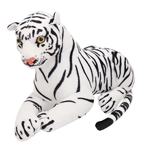 Merssavo Large Plush Lying Tiger Animal Soft Toy for Kids Children White