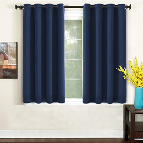 TEKAMON Blackout Curtains Thermal Insulated Grommet Draperies Room darkening Panels for Living room, Bedroom, Nursery by 52" X 63"(2 Panels), Navy Blue
