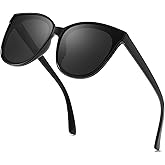 HASFOX Cat Eyes Sunglasses for Women | Polarized UV Protection Shades for Driving | Lightweight Oversized Style | Hard Case