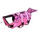 Queenmore Dog Life Jacket Ripstop Shark Dog Safety Vest Adjustable Preserver with High Buoyancy and Durable Rescue Handle for Small,Medium,Large Dogs, Pink Fish Large