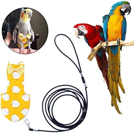EUTUOPU Bird Parrot Diaper - Parrots Diapers Birds Flight Suits Nappy with Traction Rope, Cute Yellow Color Parrot Diaper Bird Clothes Suitable for Most Parrot
