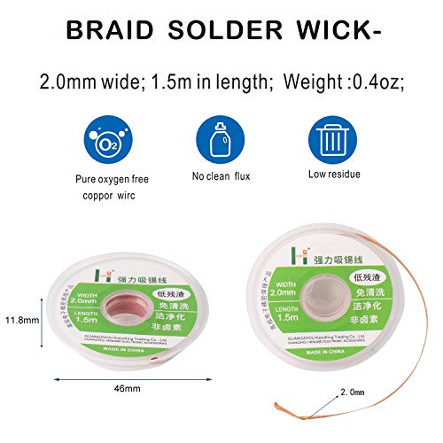 Kaisiking 63-37 0.3mm 0.6mm 1.0mm/50g Tin Lead Solder Wire Set, Rosin Core Solder Wire with Solder Wick for Electrical Soldering and DIY - Thumbnail 3