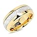 8mm Mens Tungsten Carbide Ring Imitated Meteorite Inlay 14k Gold Plated Jewelry Wedding Band Size 5-16 (7)
