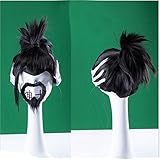Man's Short Black and White Special Shape Wig for Game (include beard)