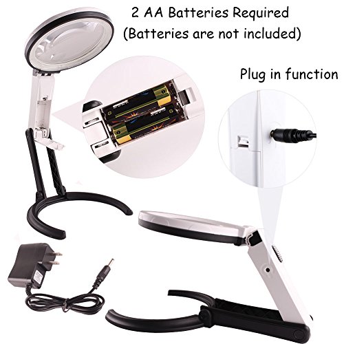 image for ZOHUMI Magnifying Glass with Light,Dual Resin Lens 2X 5X,Adjustable Ha