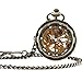 Carrie Hughes Pocket Watch Steampunk Skeleton Hand-Wind Roman Numerals Antique Chain Mens Womens CH397