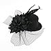 Tinksky Womens Ladies Flower Decor Hair Clip Feather Fascinator Burlesque Punk Mini Top Hat (Black)