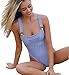 NAFLEAP Women Monokini Stripe One Piece Backless High Cut Swimwear Semi Thong Bikini (Blue, S (US Size 4-6))