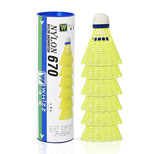 WHIZZ Badminton Shuttlecocks Nylon Shuttle, Tube of 6 (Yellow) - Thumbnail 7