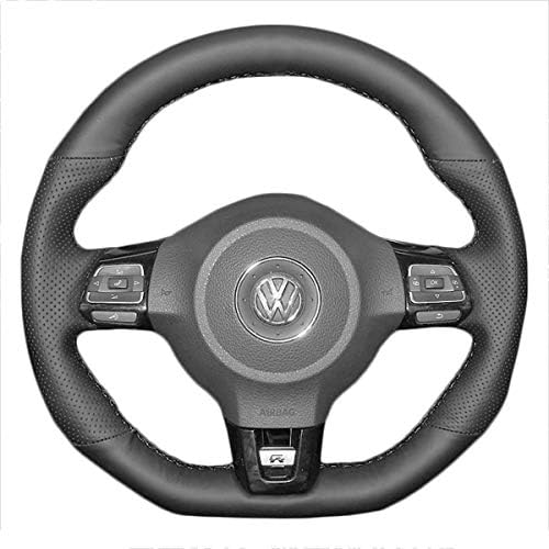 Car Steering Wheel Covers Case for VW Golf 6 GTI MK6 VW Polo GTI Scirocco R Passat CC R-Line 2010 Black Artificial Leather