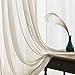 jinchan Sheer Curtains for Living Room, Beige Solid Voile Airy Curtains 63 Inch Length for Bedroom, Classic Semi Sheer Light Filtering Drapes, Rod Pocket Window Treatments, 2 Panels Nature