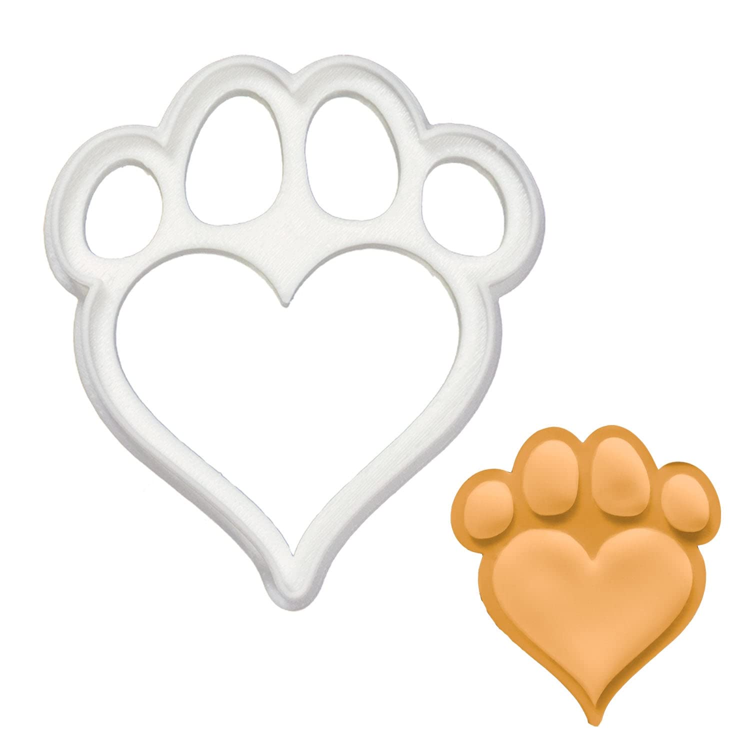 BAKERLOGY Heart Paw Cookie Cutter - Small Size - Detailed Biscuit Cutter Design for Baking and Crafts, Ideal on Fondant, Dough, Clay
