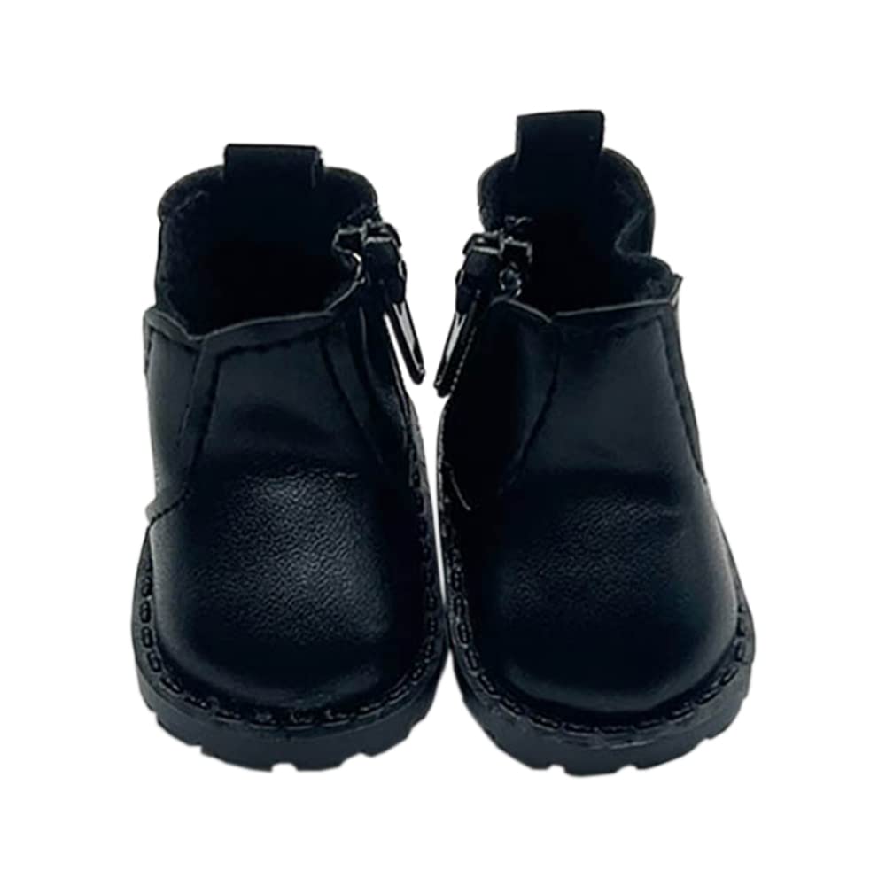 niannyyhouse Leather Shoes Length 5.5cm Suitable for 1/6 BJD 8in 20cm Plush Doll (Black)