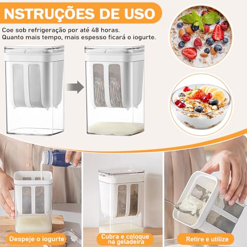 1100 ml Peneira Ultrafina para Iogurte, Peneira para Iogurte Doméstica, Separador de Soro de Leite