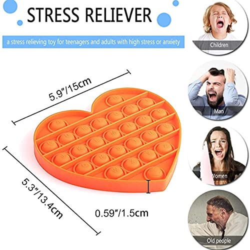 AmericFengBao Pop Fidget Sensory Toys, Pop Bubble Fidget Sensory Toy with Popping Sounds, Push Fidget Toy Reliever Office School Game Crafts for Kids Adults, Silicone Stress Toys (Heart Shape)
