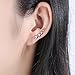 Climber Earrings WOSTU Solid Sterling Silver Climber Clip On Earrings Cuff Stud Earrings for Women