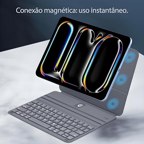 Teclado Smart para iPad A16 11ª Geração (Modelos A2696/A2757/A2777),Compatível com iPad 10ª Geração 10.9" Polegadas 2022 (A3354/A3355/A335) (Cinza)