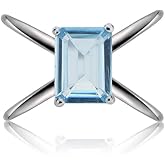 Ice Gems Sterling Silver Blue Topaz Octagon-Cut Criss Cross Ring