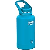 Takeya Sports Water Bottle with Spout Lid - Bottle with Triple Stainless Steel Insulation - Dishwasher Safe & BPA-Free - Bottle with Ice-Blocking Spout Lid & Removable Bumper - 64 oz, Champion Blue