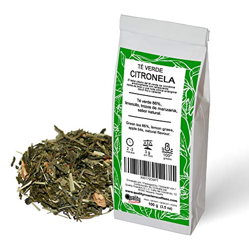 Grüner Tee "Citronella". Mit natürlichem Aroma. Der klassische Geschmack von grünem Tee mit einer energischen Zitrusnote. Auch perfekt als Eistee. Antioxidant. 100g