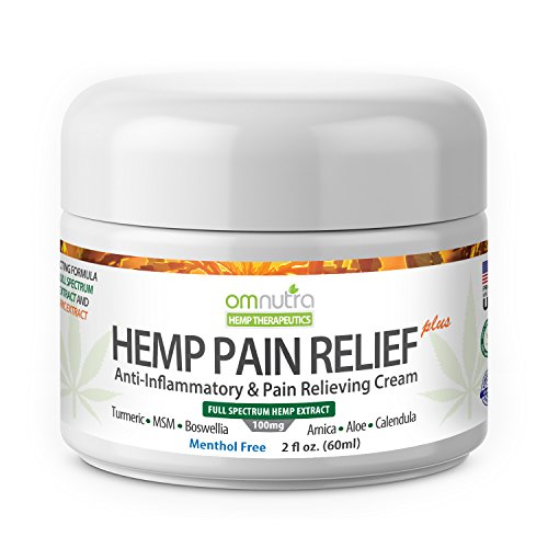 Organic Pain Relieving Cream with Full Spectrum Hemp Oil Extract 100mg 2oz Cannabis Sativa Turmeric MSM Boswellia Arnica for Back Neck Knee Joint Muscle Rheumatoid Arthritis Pain Relief