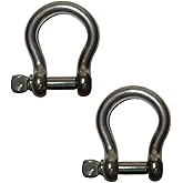 US STAINLESS 2 Pieces Stainless Steel 316 Forged Bow Shackle 3/8" (10mm) Marine Grade