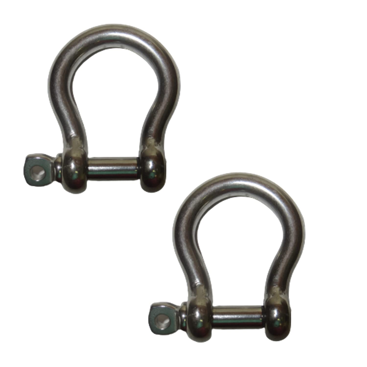 2 Pieces Stainless Steel 316 Forged Bow Shackle 3/8" (10mm) Marine Grade