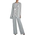 Women's 3PC Lace Pants Suits Mother of Bride Dressy Elegant Sets Wedding Formal Outfit